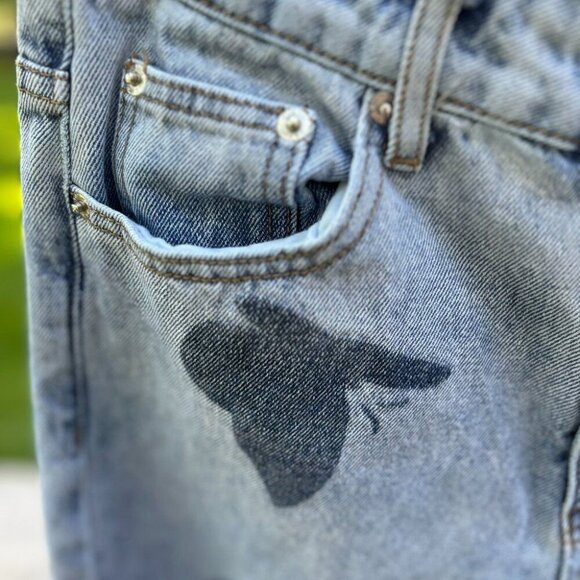 NWOT Y2K Boho Adika Butterfly Print High Waisted Jeans M - Picture 6 of 14